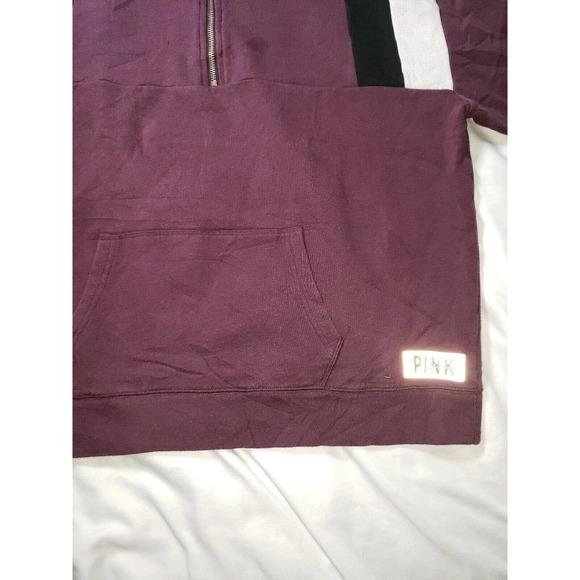 Victoria Secret PINK Oversize graphic Burgundy Mock Neck Sweatshirt Size Large‎ - Picture 2 of 5